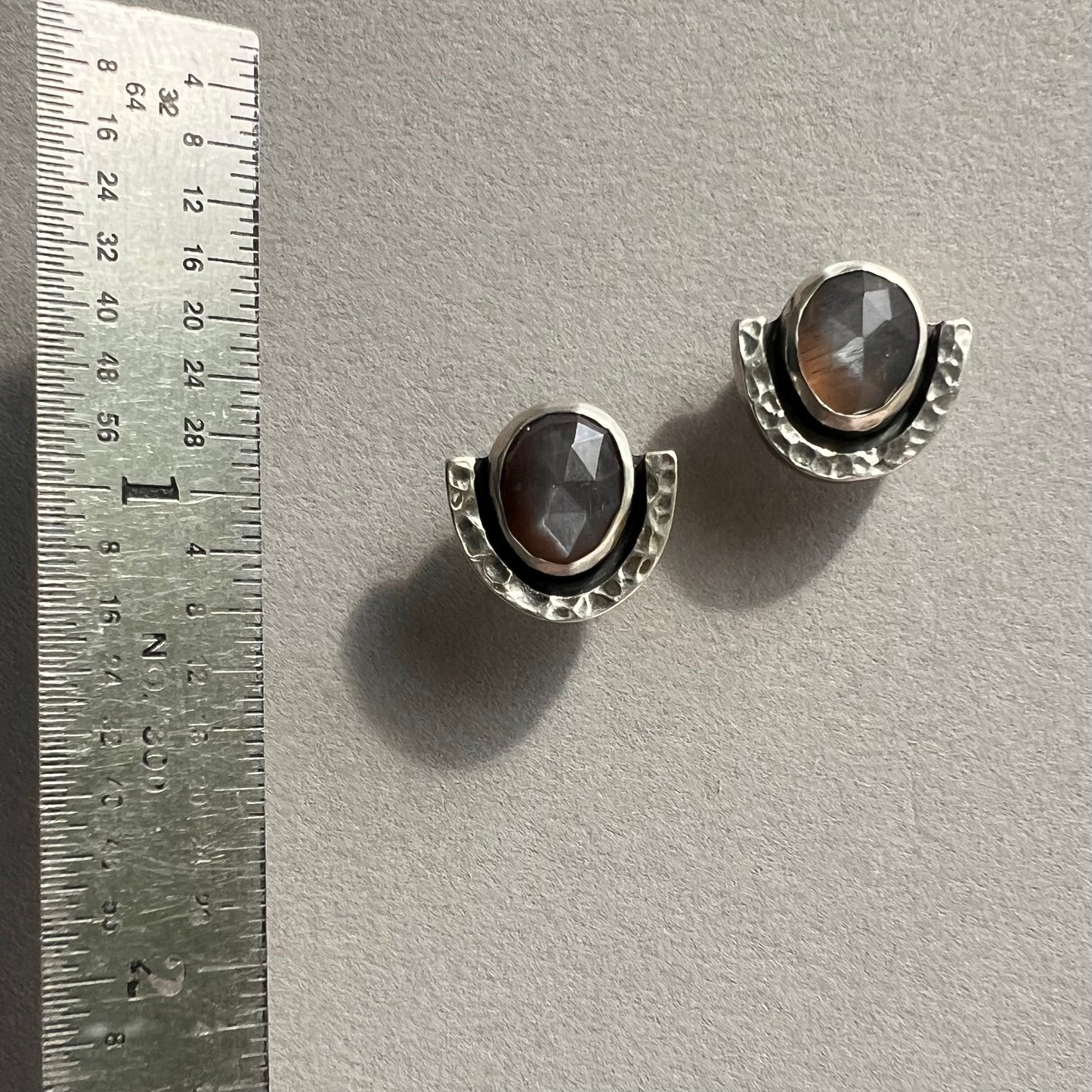 Chocolate Moonstone Studs