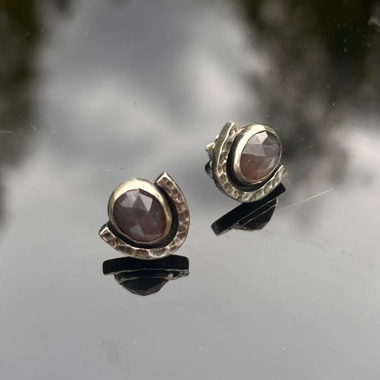 Chocolate Moonstone Studs