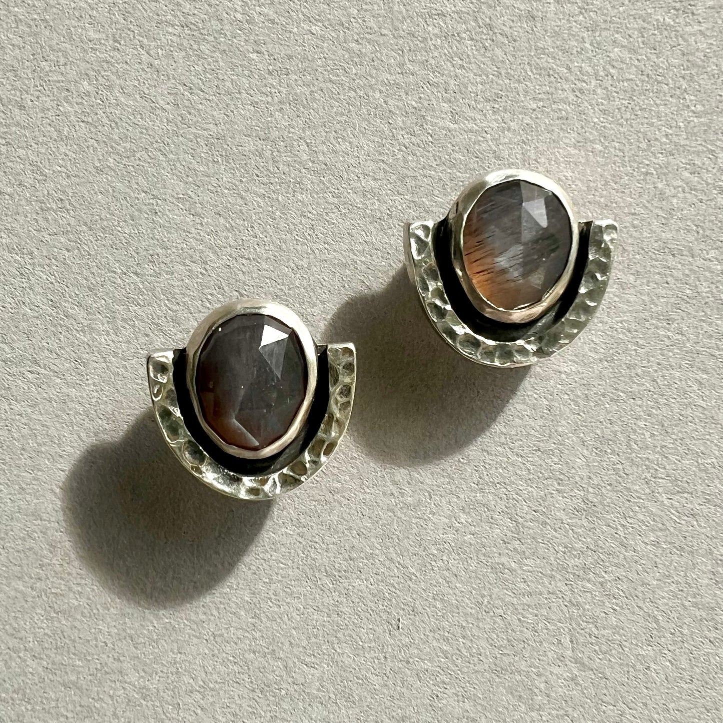 Chocolate Moonstone Studs
